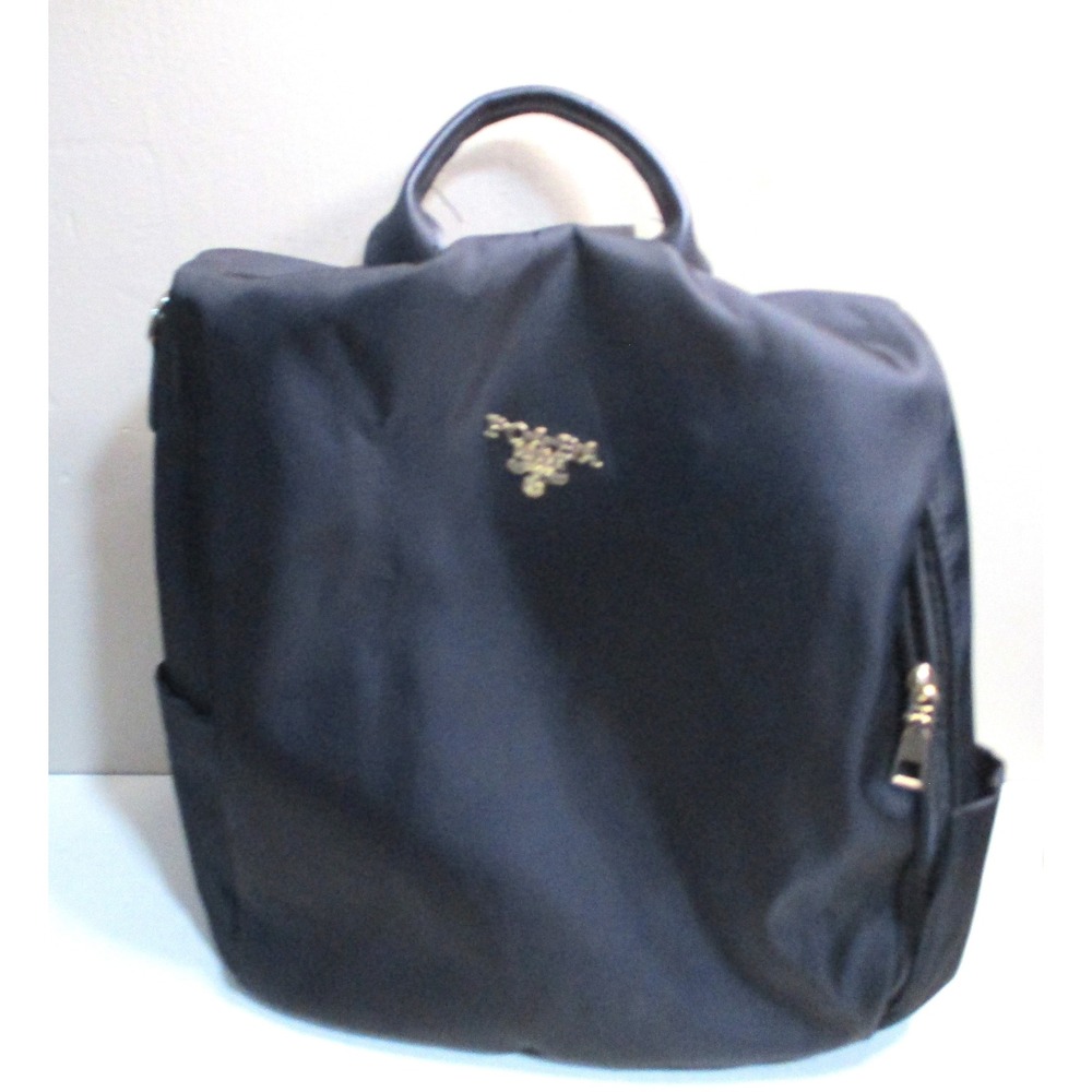 POABA XM ABO Black Nylon Anti-Theft Backpack Gold Tone Hardware Travel Bag
